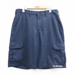 W32★古着 レッドキャップ ショート カーゴ ワーク パンツ ショーツ メンズ 紺 ネイビー 25jul17 中古 ボトムス 短パン ショーパン