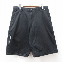 W33★古着 ショート パンツ ショーツ メンズ 黒 ブラック 25jul17 中古 ボトムス 短パン ショーパン ハーフ