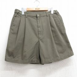 W32★古着 ショート パンツ ショーツ メンズ SAVANE コットン 濃緑系 グリーン 25jul17 中古 ボトムス 短パン ショーパン ハーフ