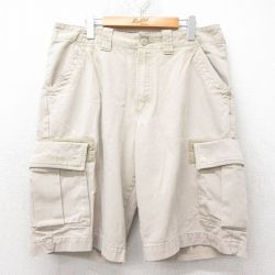 【50%OFF】W35★古着 ティンバーランド ショート カーゴ パンツ ショーツ メンズ 00年代 00s ワンポイントロゴ コットン ベージュ カーキ 25jul17 中古 ボトムス 短パン ショーパン