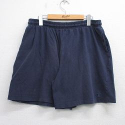 W36★古着 チャンピオン champion ショート イージー パンツ ショーツ メンズ 00年代 00s ワンポイントロゴ 紺 ネイビー 25jul17 中古 ボトムス 短パン ショーパン
