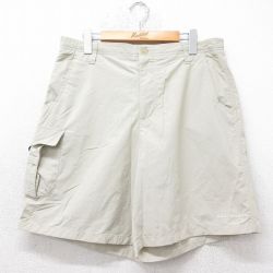【50%OFF】W35★古着 コロンビア COLUMBIA ショート ナイロン パンツ ショーツ メンズ PFG ベージュ カーキ 25jul18 中古 ボトムス 短パン ショーパン