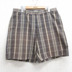 【50%OFF】W35★古着 ジェイクルー J.CREW ショート パンツ ショーツ メンズ 00年代 00s コットン 茶他 ブラウン チェック 25jul18 中古 ボトムス 短パン ショーパン ハーフ