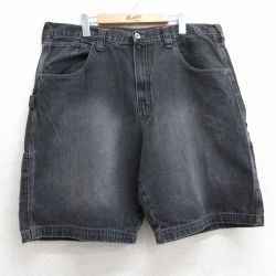 W39★古着 ラングラー Wrangler ショート ペインター パンツ ショーツ メンズ コットン 黒 ブラック デニム 25jul18 中古 ボトムス 短パン ショーパン