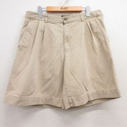 W34★古着 エディーバウアー ショート チノ パンツ チノパン ショーツ メンズ コットン ベージュ カーキ 25jul18 中古 ボトムス 短パン ショーパン