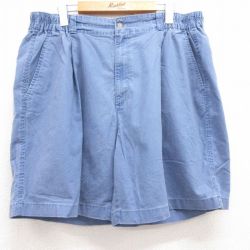 W38★古着 ショート パンツ ショーツ メンズ コットン 薄紺 ネイビー 25jul18 中古 ボトムス 短パン ショーパン ハーフ