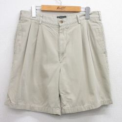 【20%OFF】W34★古着 バンヒューセン ショート パンツ ショーツ メンズ コットン ベージュ カーキ 25jul30 中古 ボトムス 短パン ショーパン ハーフ