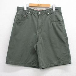 W34★古着 FADED GLORY ショート ペインター パンツ ショーツ メンズ 00年代 00s ダック地 コットン 濃緑 グリーン 25jul30 中古 ボトムス 短パン ショーパン