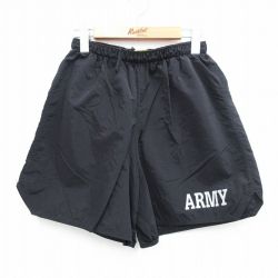 【20%OFF】W28★古着 ショート トレーニング パンツ ショーツ メンズ 00年代 00s ミリタリー アーミー ARMY リフレクター USA製 黒 ブラック 25aug02 中古 ボトムス 短パン ショーパン