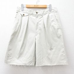 W31★古着 ショート パンツ ショーツ メンズ コットン 薄ベージュ カーキ 25aug04 中古 ボトムス 短パン ショーパン ハーフ