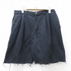 W33★古着 ラングラー Wrangler ショート パンツ ショーツ メンズ コットン 黒 ブラック 25aug04 中古 ボトムス 短パン ショーパン ハーフ