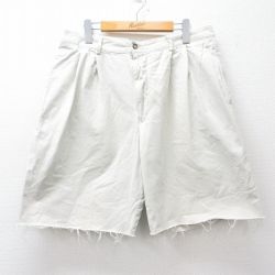 【20%OFF】W33★古着 ペリーエリス ショート パンツ ショーツ メンズ コットン 薄ベージュ カーキ 25aug04 中古 ボトムス 短パン ショーパン ハーフ