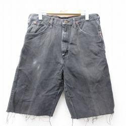 【20%OFF】W31★古着 ラングラー Wrangler ショート パンツ ショーツ メンズ 90年代 90s コットン USA製 黒 ブラック デニム 【spe】 25aug04 中古 ボトムス 短パン ショーパン ハーフ