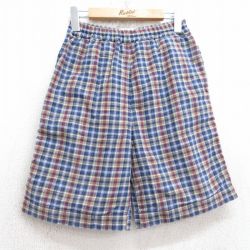 【50%OFF】W28★古着 ショート イージー パンツ ショーツ メンズ 00年代 00s コットン 紺他 ネイビー チェック 25aug05 中古 ボトムス 短パン ショーパン