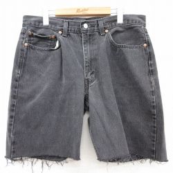 【20%OFF】W36★古着 リーバイス Levis 550 ショート パンツ ショーツ メンズ コットン 黒 ブラック デニム 【spe】 25aug05 中古 ボトムス 短パン ショーパン ハーフ