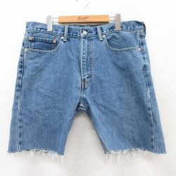 【20%OFF】W36★古着 リーバイス Levis 505 ショート パンツ ショーツ メンズ コットン 紺 ネイビー デニム 25aug05 中古 ボトムス 短パン ショーパン ハーフ