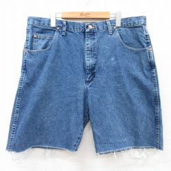 W39★古着 ラングラー Wrangler ショート パンツ ショーツ メンズ コットン 紺 ネイビー デニム 25aug05 中古 ボトムス 短パン ショーパン ハーフ
