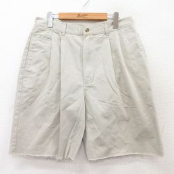W34★古着 ビューグルボーイ ショート パンツ ショーツ メンズ コットン 薄ベージュ カーキ 25aug05 中古 ボトムス 短パン ショーパン ハーフ
