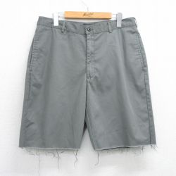 W34★古着 ランズエンド ショート パンツ ショーツ メンズ 00年代 00s コットン 濃緑系 グリーン 25aug06 中古 ボトムス 短パン ショーパン ハーフ