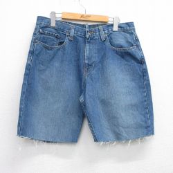 【20%OFF】W33★古着 ティンバーランド ショート パンツ ショーツ メンズ コットン 紺 ネイビー デニム 25aug06 中古 ボトムス 短パン ショーパン ハーフ