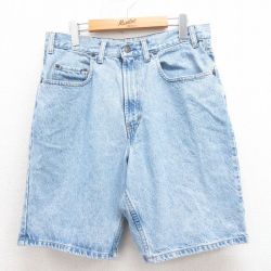 W34★古着 ギャップ GAP ショート パンツ ショーツ メンズ 00年代 00s コットン 紺 ネイビー デニム 25aug06 中古 ボトムス 短パン ショーパン ハーフ