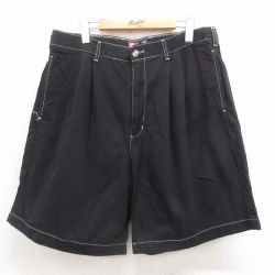 W35★古着 ラルフローレン Ralph Lauren チャップス ブランド ショート パンツ ショーツ メンズ 90年代 90s コットン 黒 ブラック 25aug06 中古 ボトムス 短パン ショーパン ハーフ