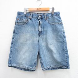 W33★古着 リーバイス Levis 550 ショート パンツ ショーツ メンズ 90年代 90s コットン USA製 紺 ネイビー デニム 【spe】 25aug12 中古 ボトムス 短パン ショーパン ハーフ