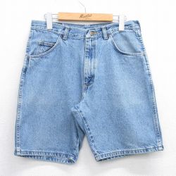 W30★古着 ラングラー Wrangler ショート パンツ ショーツ メンズ 00年代 00s コットン 紺 ネイビー デニム 25aug12 中古 ボトムス 短パン ショーパン ハーフ