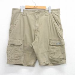 W36★古着 ラングラー Wrangler ショート カーゴ パンツ ショーツ メンズ ベージュ カーキ 25aug12 中古 ボトムス 短パン ショーパン