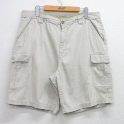 【50%OFF】W35★古着 コロンビア COLUMBIA ショート カーゴ パンツ ショーツ メンズ 00年代 00s コットン 薄ベージュ カーキ 25aug12 中古 ボトムス 短パン ショーパン