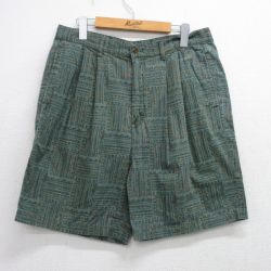 【20%OFF】W33★古着 ラルフローレン Ralph Lauren チャップス ブランド ショート パンツ ショーツ メンズ 80年代 80s コットン 緑他 グリーン 【spe】 25aug12 中古 ボトムス 短パン ショーパン ハーフ