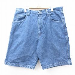 W36★古着 ラングラー Wrangler ショート ペインター パンツ ショーツ メンズ コットン 紺 ネイビー デニム 25aug20 中古 ボトムス 短パン ショーパン