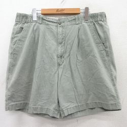【20%OFF】W37★古着 ショート パンツ ショーツ メンズ コットン 緑 グリーン 25aug21 中古 ボトムス 短パン ショーパン ハーフ