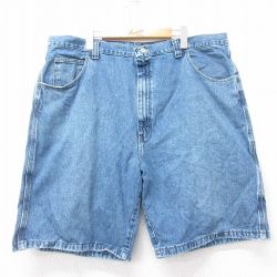 【20%OFF】W42★古着 ラングラー Wrangler ショート パンツ ショーツ メンズ 大きいサイズ コットン 紺 ネイビー デニム 25aug28 中古 ボトムス 短パン ショーパン ハーフ