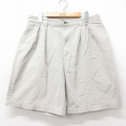 W36★古着 トミーヒルフィガー TOMMY HILFIGER ブランド ショート パンツ ショーツ メンズ 90年代 90s コットン ベージュ カーキ 25aug28 中古 ボトムス 短パン ショーパン ハーフ