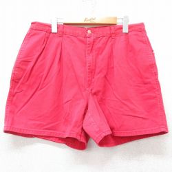W34★古着 ラルフローレン Ralph Lauren ブランド ショート パンツ ショーツ メンズ 90年代 90s コットン USA製 タロン 赤 レッド 25aug28 中古 ボトムス 短パン ショーパン ハーフ