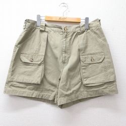 【20%OFF】W36★古着 ショート ブッシュ パンツ ショーツ メンズ ダック地 コットン ベージュ カーキ 25sep02 中古 ボトムス 短パン ショーパン