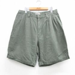 W34★古着 エアロポステール ショート パンツ ショーツ メンズ 90年代 90s リネン 緑系 26apr25