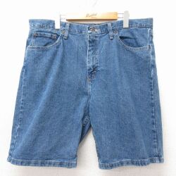 W37★古着 ラングラー ショート パンツ ショーツ メンズ コットン 紺 デニム 26apr23