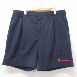W38★古着 ショート パンツ ショーツ メンズ 90年代 90s バドワイザー USA製 紺 26apr23