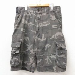 W35★古着 リーバイス Levis ハーフ カーゴ パンツ ショーツ メンズ コットン グレー 迷彩 26apr23