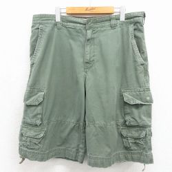 モッシモ ハーフカーゴパンツ リップストップ グリーン W37 | 古着