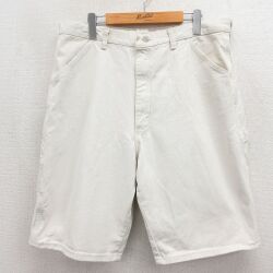 W36★古着 ラングラー ショート ペインター パンツ ショーツ メンズ 90年代 90s コットン USA製 白 デニム【spe】 26may12