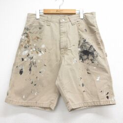 W34★古着 ラングラー ショート ペインター パンツ ショーツ メンズ ベージュ【spe】 26may21