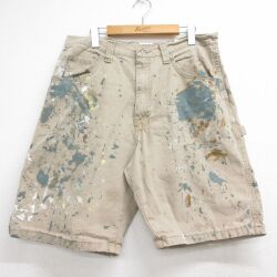 W34★古着 ラングラー ショート ペインター パンツ ショーツ メンズ ベージュ【spe】 26may21