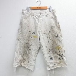 W32★古着 ディッキーズ 7分丈 ペインター パンツ ショーツ メンズ シャーウィンウィリアムス コットン 生成り ベージュ【spe】 26may21