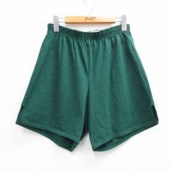 W33★古着 ショート イージー パンツ ショーツ メンズ 90年代 90s コットン グリーン 26may25