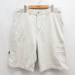 W37★古着 ハーフ パンツ ショーツ メンズ 90年代 90s コットン USA製 ベージュ 26may28