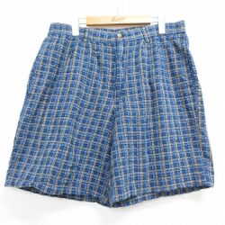 00s ショートパンツ シアサッカーチェック ネイビー W36 | 古着
