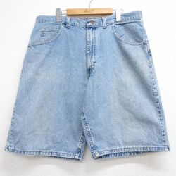 W36★古着 ラングラー ショート パンツ ショーツ メンズ 90年代 90s コットン USA製 ブルー デニム 26jun04